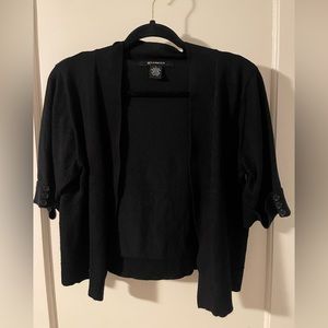 Like New, Black 89th & Madison cardigan short sleeve sweater w/ buttons, size L